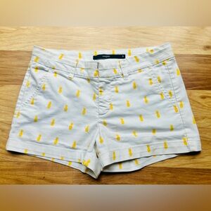 Harper White Shorts with Yellow Pineapple Pattern